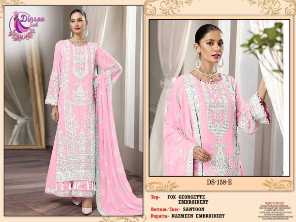 Dinsaa 158 E To H Embroidered Georgette Designer Pakistani Suit Collection